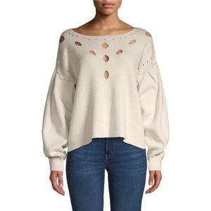 Wildfox Ranchero Oversized Cut Out Cream Sweater